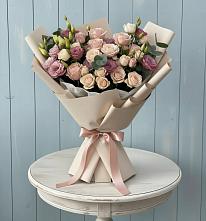 Букет бодрость в Мишкино Республика Башкортостан Букет цветов из:  Розы и Лизиантусы в Мишкино Республика Башкортостан