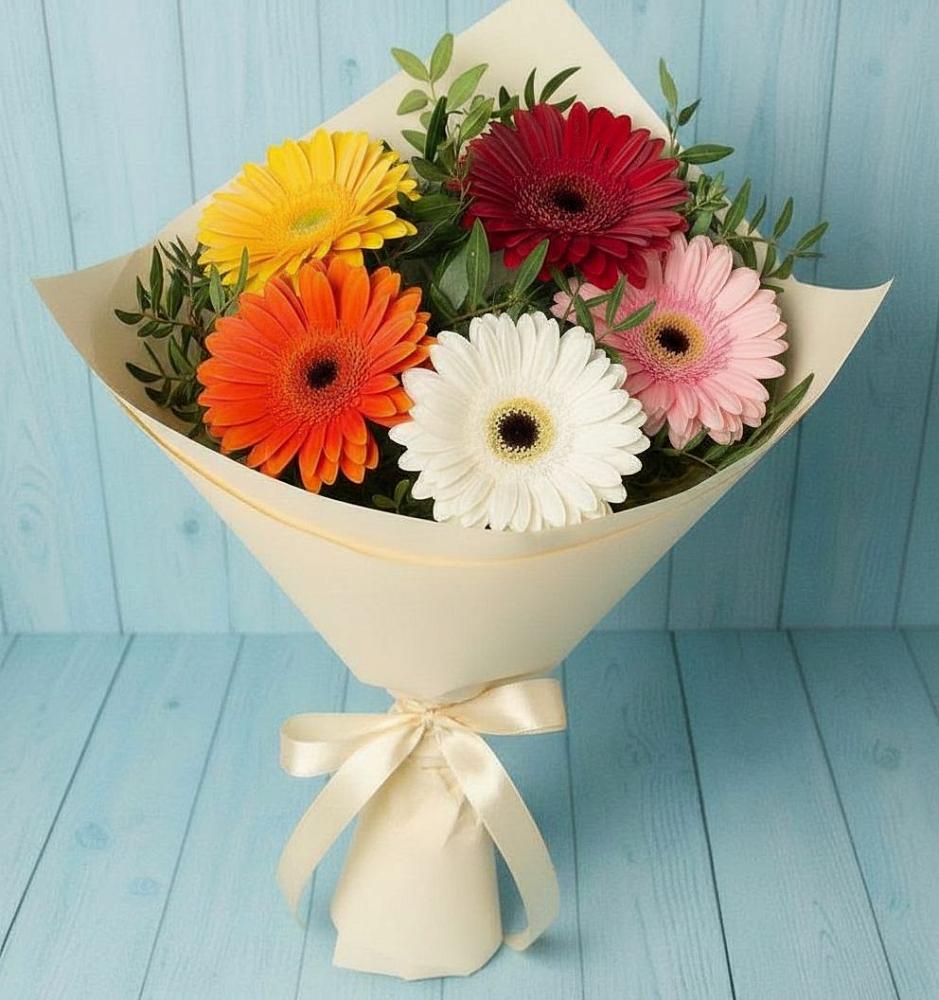 Букет праздник в Мишкино Республика Башкортостан Букет цветов из: Герберы в Мишкино Республика Башкортостан