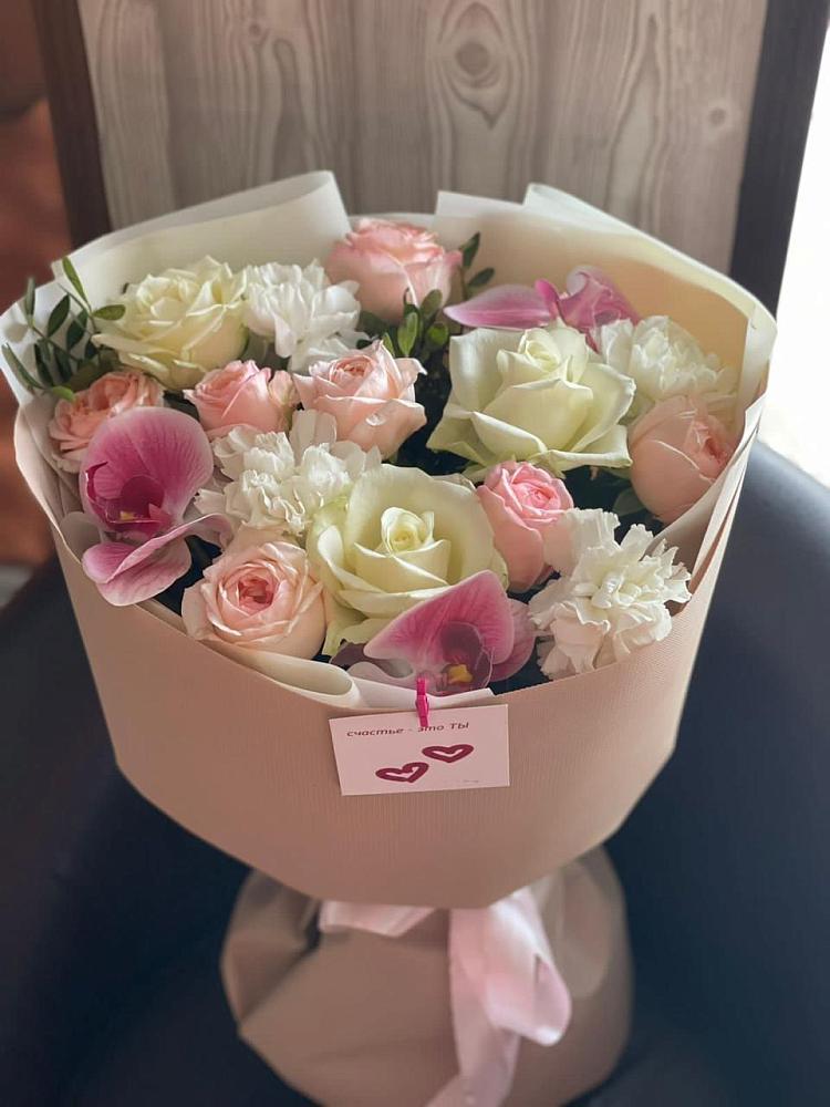 Букет ноктюрн в Мишкино Республика Башкортостан Букет цветов из: Орхидеи, Розы и Гвоздики в Мишкино Республика Башкортостан