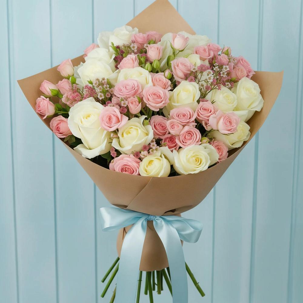 Букет романтичный подарок в Мишкино Республика Башкортостан Букет цветов из: Розы в Мишкино Республика Башкортостан