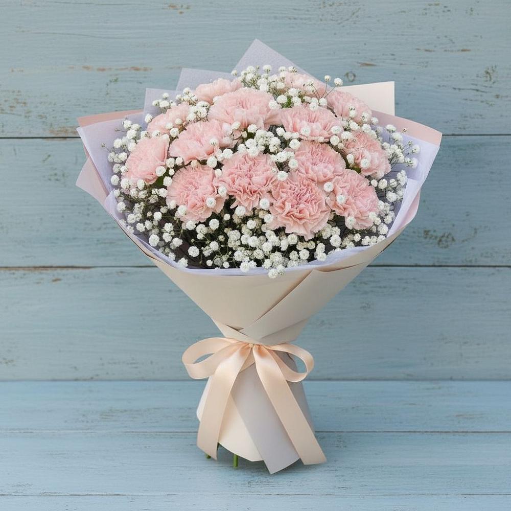 Букет Нежность рассвета в Мишкино Республика Башкортостан Букет цветов из: Гвоздики в Мишкино Республика Башкортостан