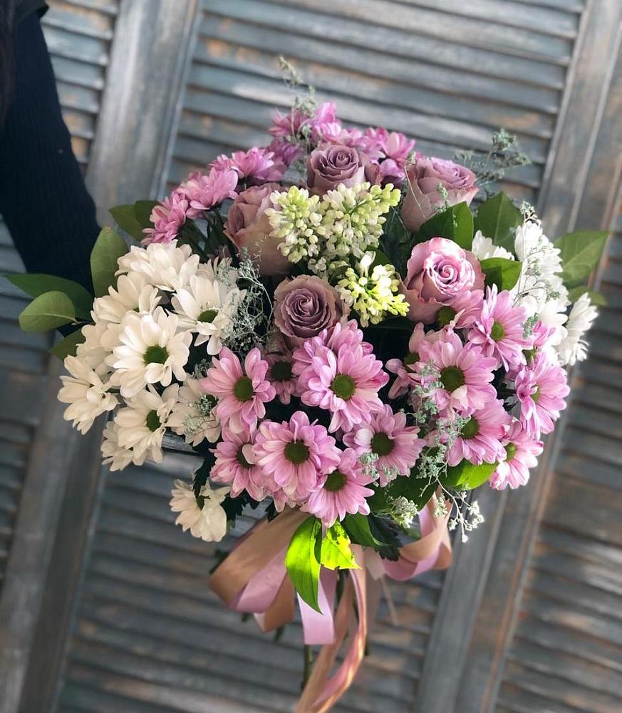 Букет Цветочный шарм в Мишкино Республика Башкортостан Букет цветов из: Хризантемы и Розы в Мишкино Республика Башкортостан