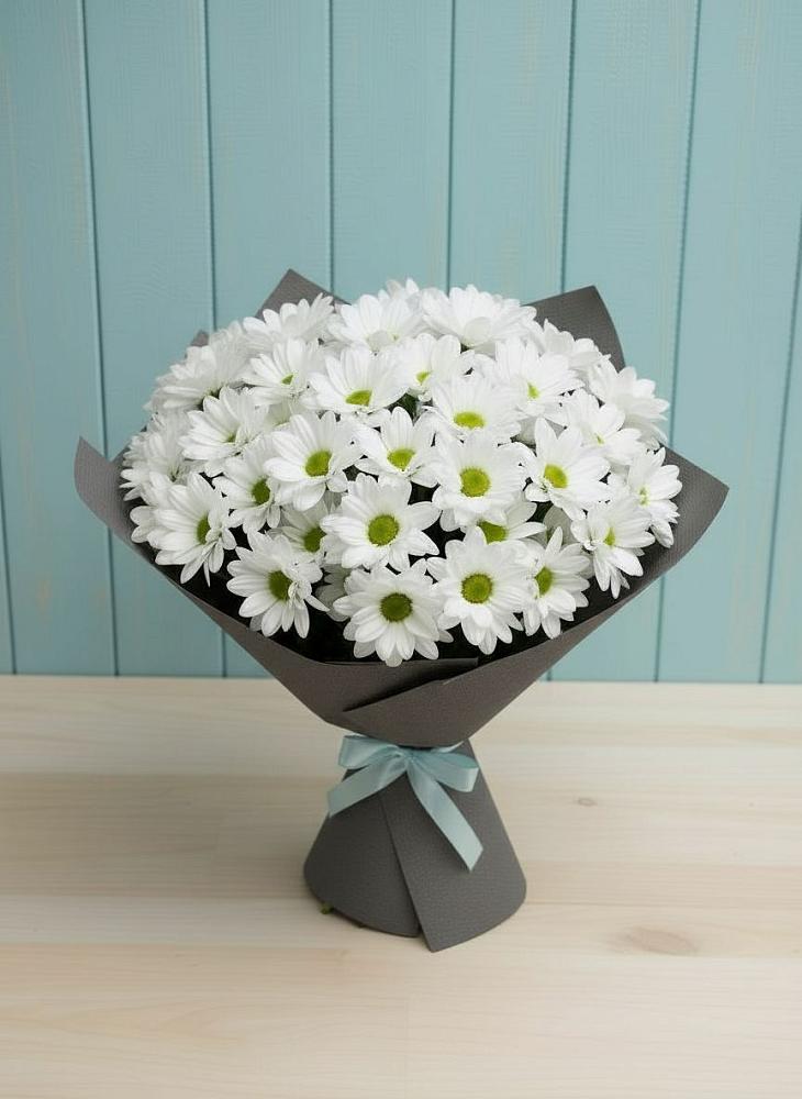 Букет белые хризантемы в Мишкино Республика Башкортостан Букет цветов из: Хризантемы в Мишкино Республика Башкортостан