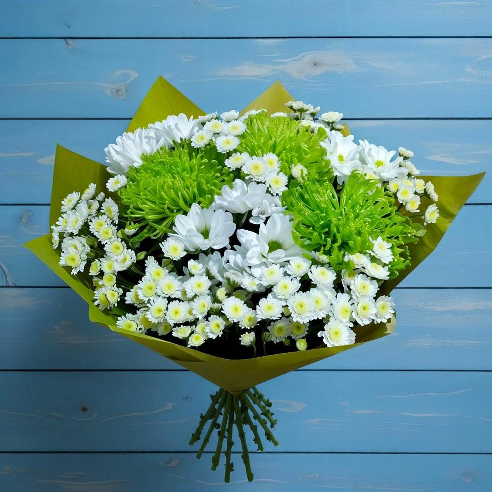Букет скромность  в Мишкино Республика Башкортостан Букет цветов из: Хризантемы в Мишкино Республика Башкортостан