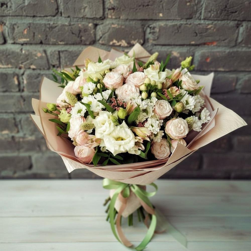 Букет нежное ассорти в Мишкино Республика Башкортостан Букет цветов из: Альстромерии, Розы и Хризантемы в Мишкино Республика Башкортостан