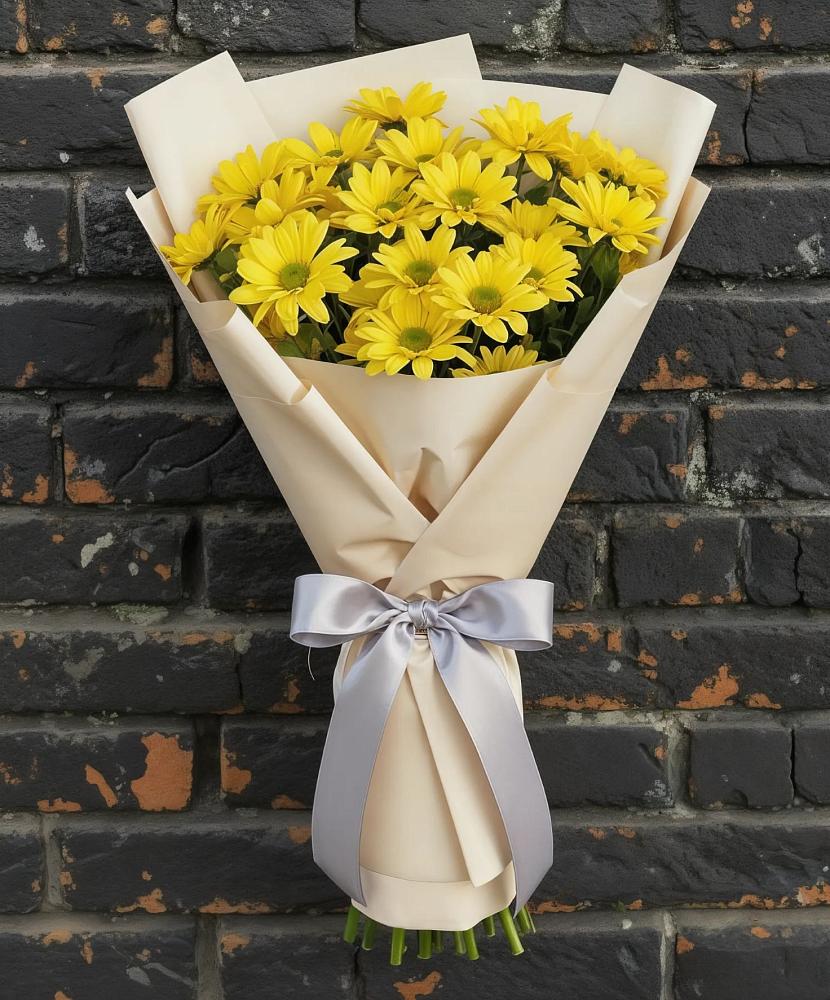 Букет Желтое настроение в Мишкино Республика Башкортостан Букет цветов из: Хризантемы в Мишкино Республика Башкортостан
