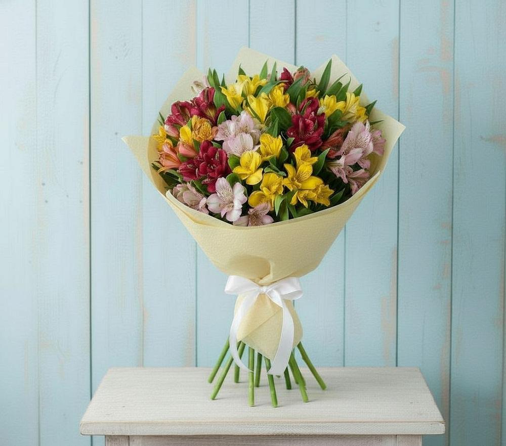 Букет Летние краски в Мишкино Республика Башкортостан Букет цветов из: Альстромерии в Мишкино Республика Башкортостан