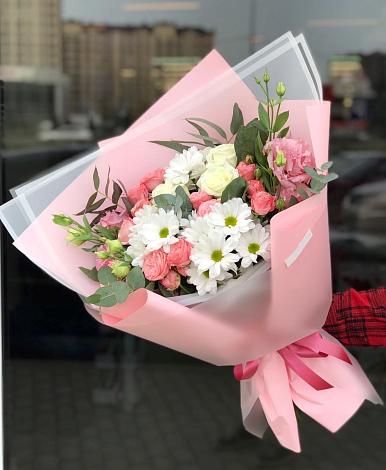 Букет цветов из: Розы, Лизиантусы и Хризантемы в Мишкино Республика Башкортостан