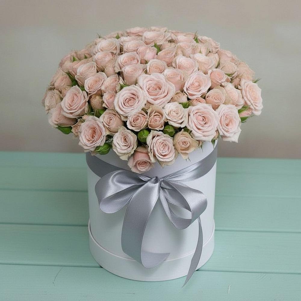Композиция утонченная красота в Мишкино Республика Башкортостан Цветочная композиция из Розы в шляпной коробке в Мишкино Республика Башкортостан